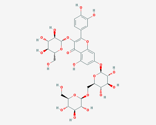 槲皮素-3-O-β-D-葡萄糖-7-O-β-D-龍膽雙糖苷結構式